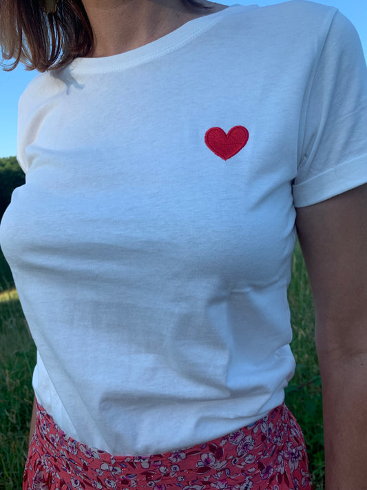 T-shirt coeur brodé